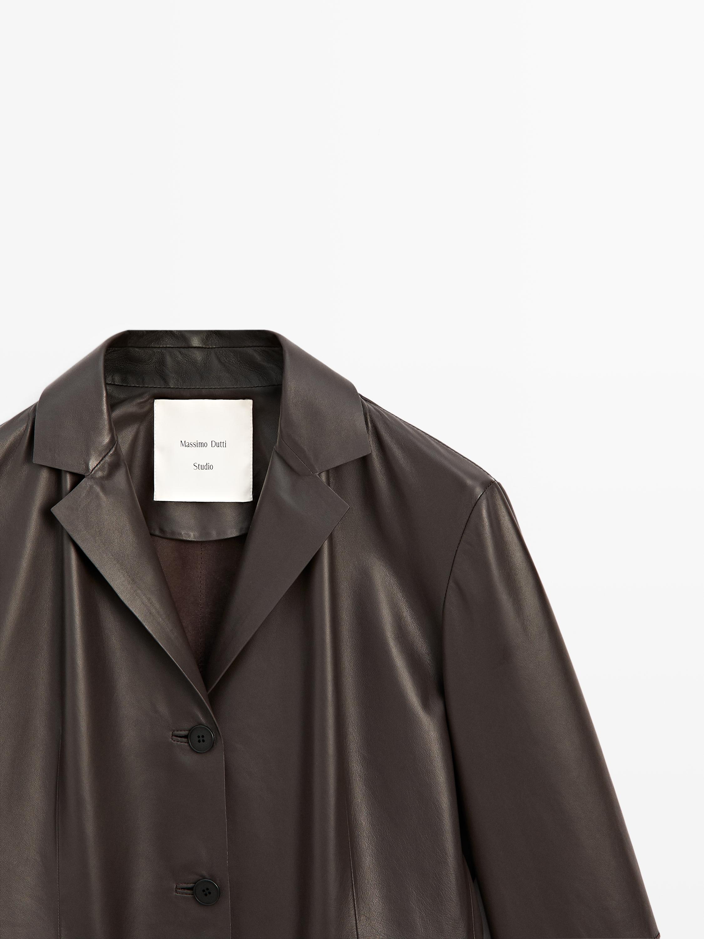 Blazer à col revers en cuir - STUDIO